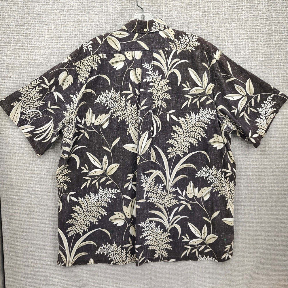 Vtg Reyn Spooner Sz 3XL Hawaiian Popover Tan Brown Floral Tropical Botanical - Picture 4 of 12